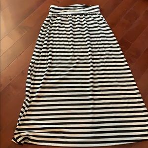 Striped black and white maxi skirt